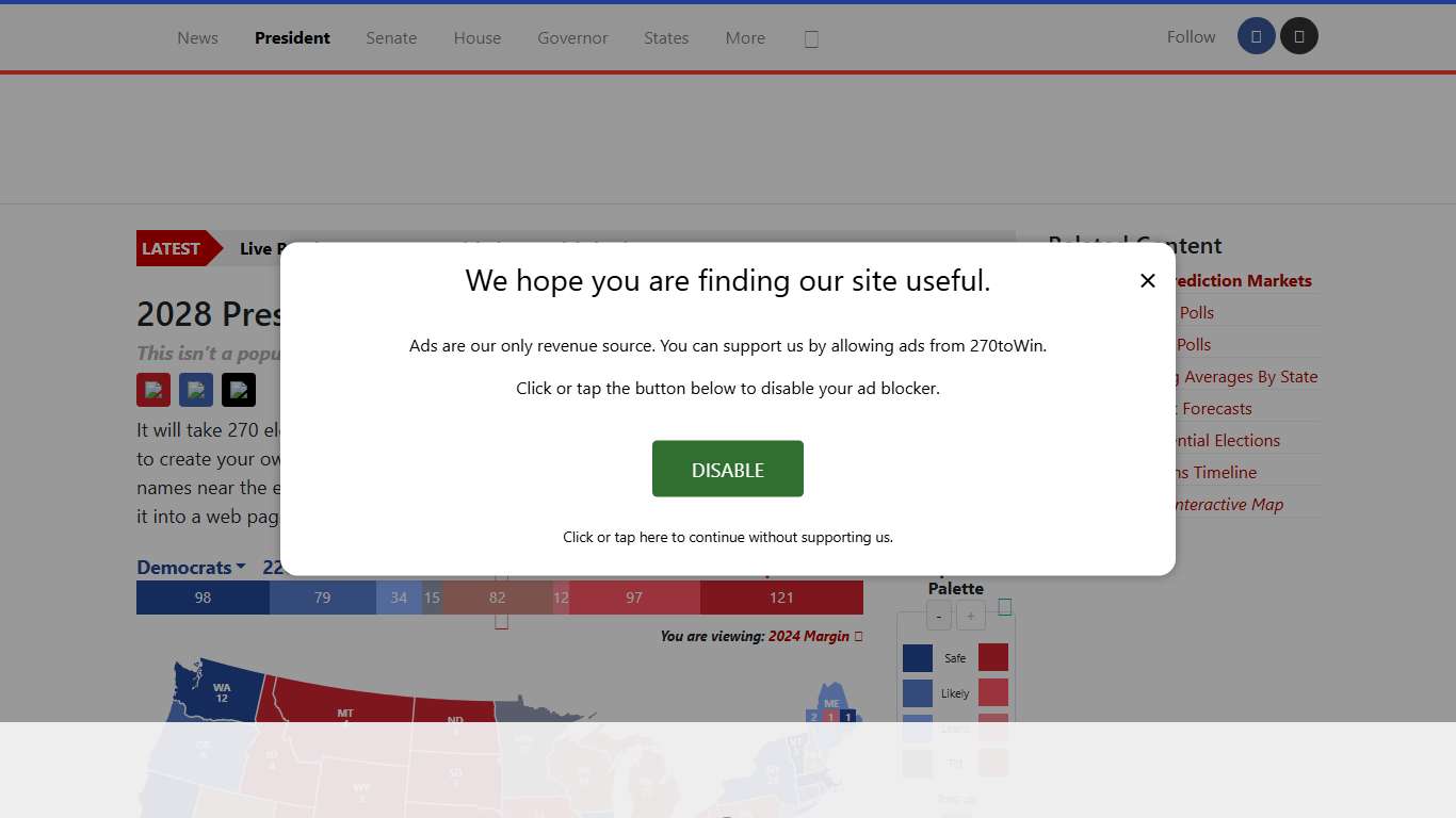 270toWin - 2028 Presidential Election Interactive Map